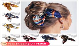 Chiffon Bowknot Elastic Hair Bands For Women Girls Floral Color Scrunchies Headband Ties Ponytail Holder Accessorie6252396