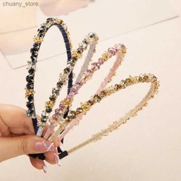 Headbands High Grade Crystal Rhinestone Wrapped Headbands Fashion Hair Accessories For Women Trend Fine Edge Hairband Hair Band Hoop Girl Y240417