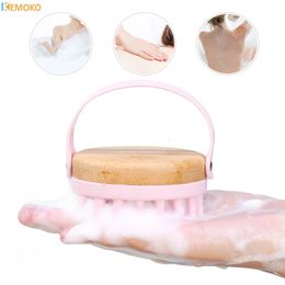 2 IN 1 Silicone Shampoo Scalp Hair Massager Soft Silicone Wooden Shampoo Brush Scrub Brush Comb Hair Cleaning Head Body Massage 240412