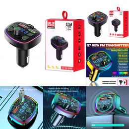 New Car Bluetooth 5.0 Charger FM Transmitter PD 18W Type-c Dual USB 3.1A Colorful Ambient Light Cigarette Lighter MP3 Music Player