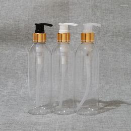 Storage Bottles 20pcs 250ml Empty Black White Plastic Bottle Gold Silver Lotion Pump For Shower Gel Liquid Soap Shampoo Cosmetic Packaging