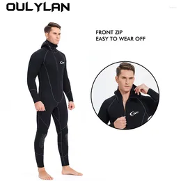 Women's Swimwear Oulylan 5mm Neoprene Wetsuit Men One-piece Front Zipper Hooded Diving Suit Keep Warm Surf Water Sports Equipment