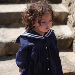 Clothing Sets 2024 Autumn Children College Style Dress Baby Boy Girl Navy Clothes Kid Long Sleeved Sailor Shirt Shorts Suit Toddler Set