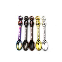 4 Types Crown Cat Magic Wand Love Shape Dabber Dab Wax Tool Dry Herb Dab Rigs Metal Zinc Alloy with Diamond Spoon for Sniffer Snorter HOOVER Snuff Smoking 5 Colors