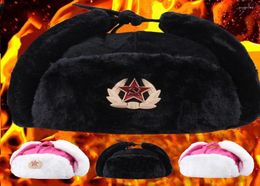 Berets Soviet Badge Winter Warm Hats CCCP Bomber Cap Men Women Russian Gorras Chapka Thick Earmuffs Ski Bonnet Ushanka Casquette H2197566