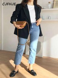 Women's Jeans CJFHJE Straight Women Spring Korean Fashion High Waist Retro Slim Streetwear Boyfriend Cigarette Washed Denim Pants Girl