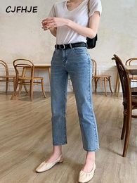 Women's Jeans CJFHJE Ankle Length Women Autumn Stretch Straight Chic Ladies Washed Denim Pants Kawaii Streetwear Boyfriend