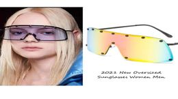 Sunglasses 2021 Oversized Shield Visor Women Men Steampunk Square Glasses One Peice Mirror Goggles Shades Travelling UV4005531068