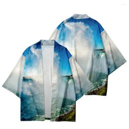 Ethnic Clothing Summer Men And Women Japanese Kimono Traditional Art Cardigan Casual Loose Thin Coat Beach Shirt Bathrobes