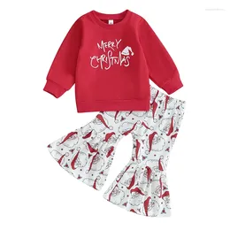 Clothing Sets Toddler Girls Christmas Pants Long Sleeve Letter Print Sweatshirt Santa Claus