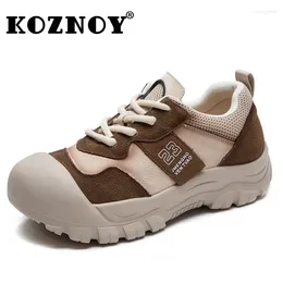 Casual Shoes Koznoy 4cm Suede Ankle Boots Natural Cow Genuine Leather Loafer Ethnic Women Chunky Sneakers Moccasin Flats Autumn Spring
