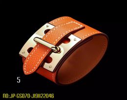 2020 New Fashion Stainless Steel Real Leather Bangle Classic Double H Letter Cuff Bracelets Silver Bangle Designer Brand Jewelry1478751