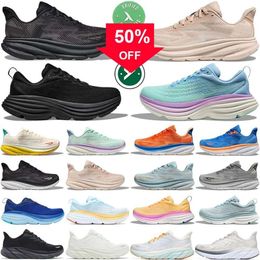 Cheap Designer bondi clifton 8 9 running shoes for men women mens Triple Black White Cloud womens trainers sneakers fashion