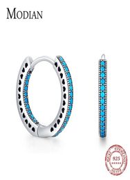 MODIAN Heart To Ear Buckle Pure 925 Sterling Silver Vintage Turquoise Hoop Earrings For Women Girls Fine Jewellery Gifts 2201086661035