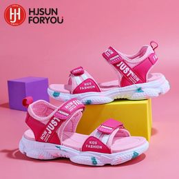 Summer Brand Non-slip Beach Shoes Children Sandals Girls Casual Shoes Kids Flowers Princess Flat Shoes Size 29-38 240416