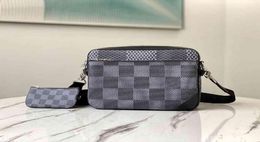 highquality shoulder men039s messenger bag coin purse threeinone combination black and white plaid single zipper size 28CM l2507361