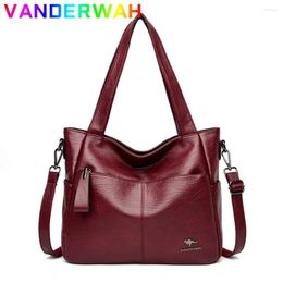 Evening Bags Genuine Brand Soft Leather Top-handle Female Handbags Women Shoulder Crossbody Totes Messanger Bag Large Capacity Big Sac