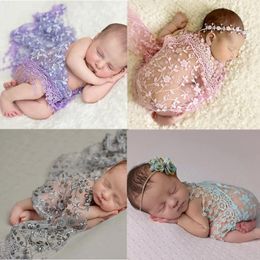 Blankets 17 Colors Embroidery Lace Baby Pography Props Born Wraps Blanket Flower Cloth Accessories