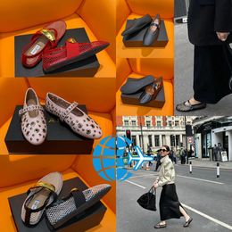 2024 With Box Designer Sandal ballet slipper slider flat dressing shoes dancing Women round toe Rhinestone Boat shoes Luxury buckle shoes size 35-40 GAI