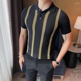 Men's Polos Trend Slim-fit Casual Fashion Short-sleeved Polo Shirt Solid Colour Half-sleeved Lapel T-shirt Fabric Soft Wear Comfortable