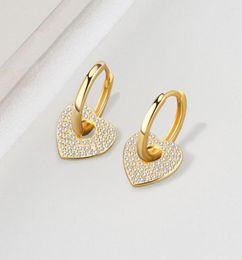 Stud Earrings 925 Sterling Silver Big Heart Shape Drop Earring Piercing Pendiente Luxury Crystal Pave Fashion Clips Jewelry Gift F7414897