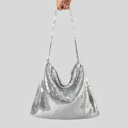 Totes Casual Sequins Large Capacity Tote Bag Shinny Women Shoulder Bags Bling Lady Handbags Summer Party Purses Big Female 2024