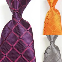 Bow Ties Classic Solid Purple Orange Red Grey Tie JACQUARD WOVEN Silk 8cm Men's Necktie Business Wedding Party Formal Neck