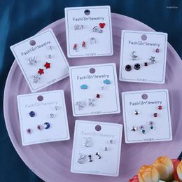 Stud Earrings Women Heart Star Mini Set Fashion Girl Small Jewellery Square Leaf Pearl 3-pairs Earring Sets Lady Gif