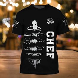 Men's T-Shirts Chef Shirt Mens T-shirts 3D Custom Print Men Clothing O-Neck Oversized Cheap Short Sleeve Tops 5xl Male Vintage Punk Streetwear