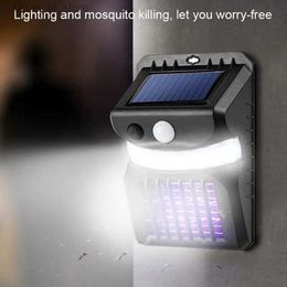 Mosquito Killer Lamps Solar powered bug Zapper LED mosquito repellent waterproof wall lamp with motion sensor used for outdoor backyard patio camping YQ240417