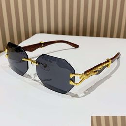 Sunglasses New Wooden Mirror Leg Mens Box Driving Leopard Decorative Drop Delivery Fashion Accessories Dhqfs