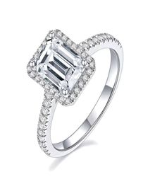 Halo Emerald Cut Moissanite Women Engagement Ring Trendy Fashion Style Moissanites Stone Ring3687368