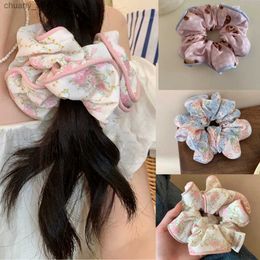 Hair Rubber Bands Hair Accessories For Girls Women Striped Bear Floral Hair Scrunchies Hair Rope Fragmented Flowers Ponytail Holder Head Rope 2023 Y240417