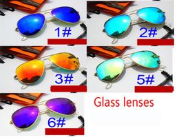 1set summer men Dazzle colour Sunglasses case outdoors Fashion women driving Sunglasses UV400 5colors with original packing 1269429