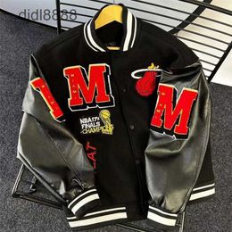 China-chic American Milan Baseball Jersey Towel Embroidery Mens and Womens Loose Fashion Pilot Jacket