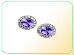 Original Crystal from rovski Round Crystal Stud Earrings 6 Colours for Women Lover Piercing Jewellery Valentine Day Gift6537326