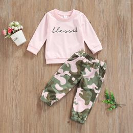 Clothing Sets 1-6Y Toddler Kids Baby Girl Long Sleeve Pullover Tops Camouflage Pant Trouser 2PCS Autumn Clothes Set