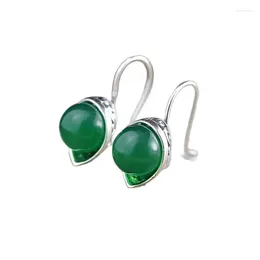 Dangle Earrings KJJEAXCMY Fine Jewellery 925 Pure Silver Indonesian Style Manual Thai With Hollow-out Lady Green