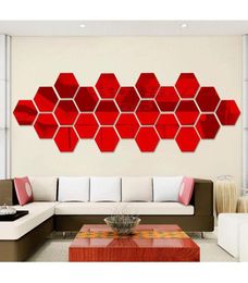 12 pcs set 3D Mirror Wall Sticker Hexagon Vinyl Removable Wall Sticker Decal Home Decor Art DIY For Kids Rooms Home Decor6692929