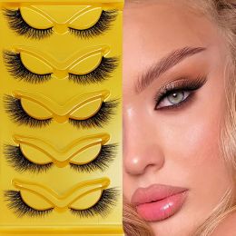 5Pairs Cat Eye Lashes Wispy Fluffy Cat EyeLashes Extensions False Eyelashe