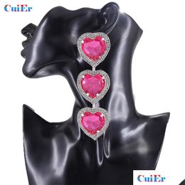 Orecchini nodo Cuier 11,7 cm Grande goccia per donne Pink Heart Pendientes Dichiarazione di gioielli lunghi Gioielli Regali Delivery Overring DHN87