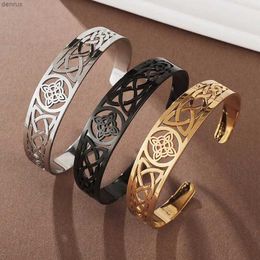 Bangle Witch Knot Cuff Bracelet Stainless Steel Pagan Witchcraft Symbol Magic Knot Good Luck Amulet Bangls Celtic Knot JewelryL240417