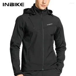 Racing Jackets INBIKE Man Cycling Winter Windbreaker For Men Hooded Warm Thermal MTB Bike Riding Windproof Bicycle Clothing