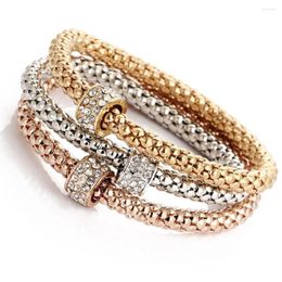 Charm Bracelets HIgh Quantity Bracelet For Women Alloy Tricolour Suit Elastic Popcorn Corn Chain With Diamond Butterfly Pendant Female