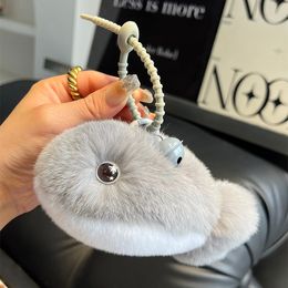 Real Genuine Rex Rabbit Fur Dolphin Bag Charm KeyChain Bag Accessories Phone Purse Pendant Kids Doll Toys Gift