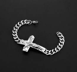 High Quality Silver Colour Jesus Men's Stainless Steel Bracelet Male Health Bracelets Wrist Bracelets For Men Fashion Jewelry1510413