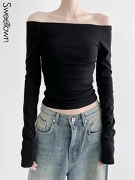 Women's T Shirts Tops Korean Fashion Slim Sexy Cropped Shirt Women Clothing