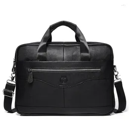 Briefcases Fashion Vintage Genuine Leather For Men Luxury Handbags Laptop Briefcase Bags Office Bussiness Computer Bag Br