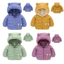 Jackets 2024 Boys Girls Hooded Down For Kids Coats Autumn Baby Boy Cartoon Warm Jacket Toddler Girl Zipper Ski Outerwear