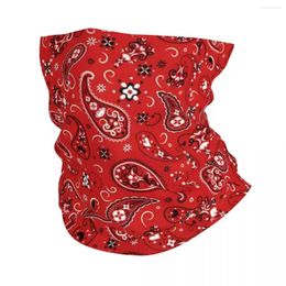Scarves Red Paisley Mounted Print Bandana Neck Cover Motorcycle Club Style Wrap Scarf Multifunctional Headwear Cycling Unisex
